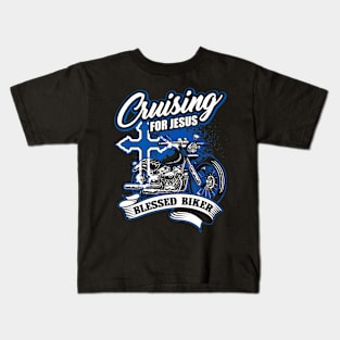 Cruising Blessed Biker Cross Jesus Lover Kids T-Shirt